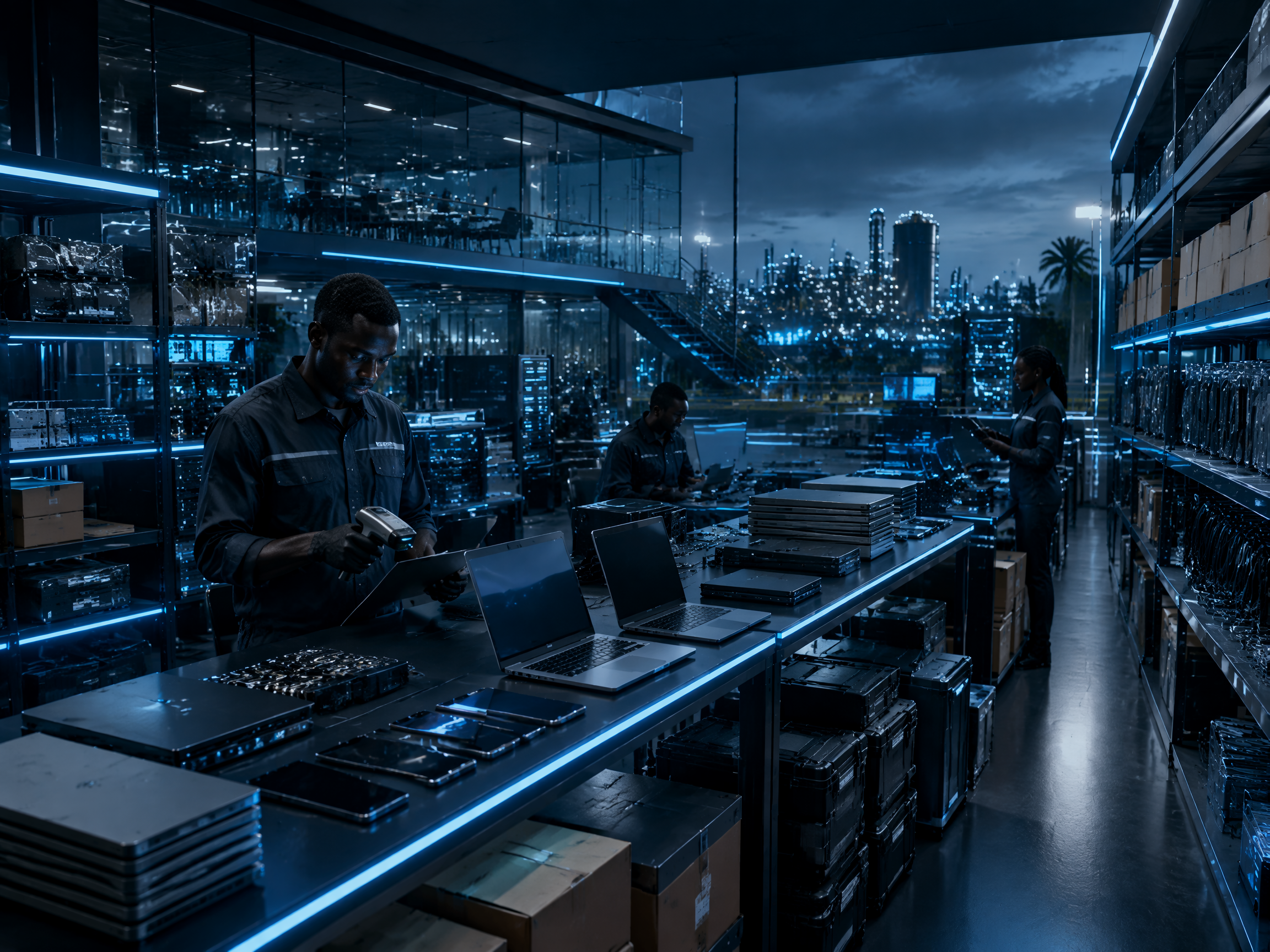 Enterprise computing equipment being prepared in a technology distribution and quality-control environment